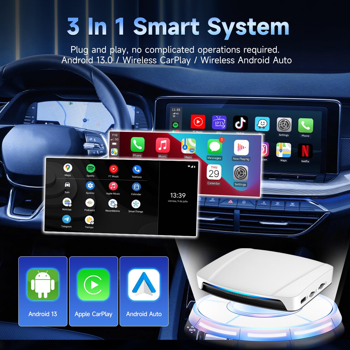Carlinkit UHD Android 13 8 GB+128 GB Carplay & Android Auto
