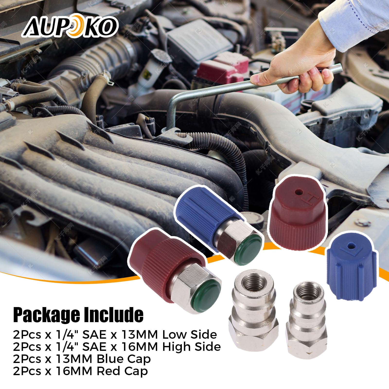 Aupoko Kit di Adattatore di Conversione da R12 R22 a R134A, Set da 2 Valvole Alta/Bassa con Attacco Retrofit, Dimensioni 1/4" SAE e 7/16" - 20 UNF, Adattatore di Conversione