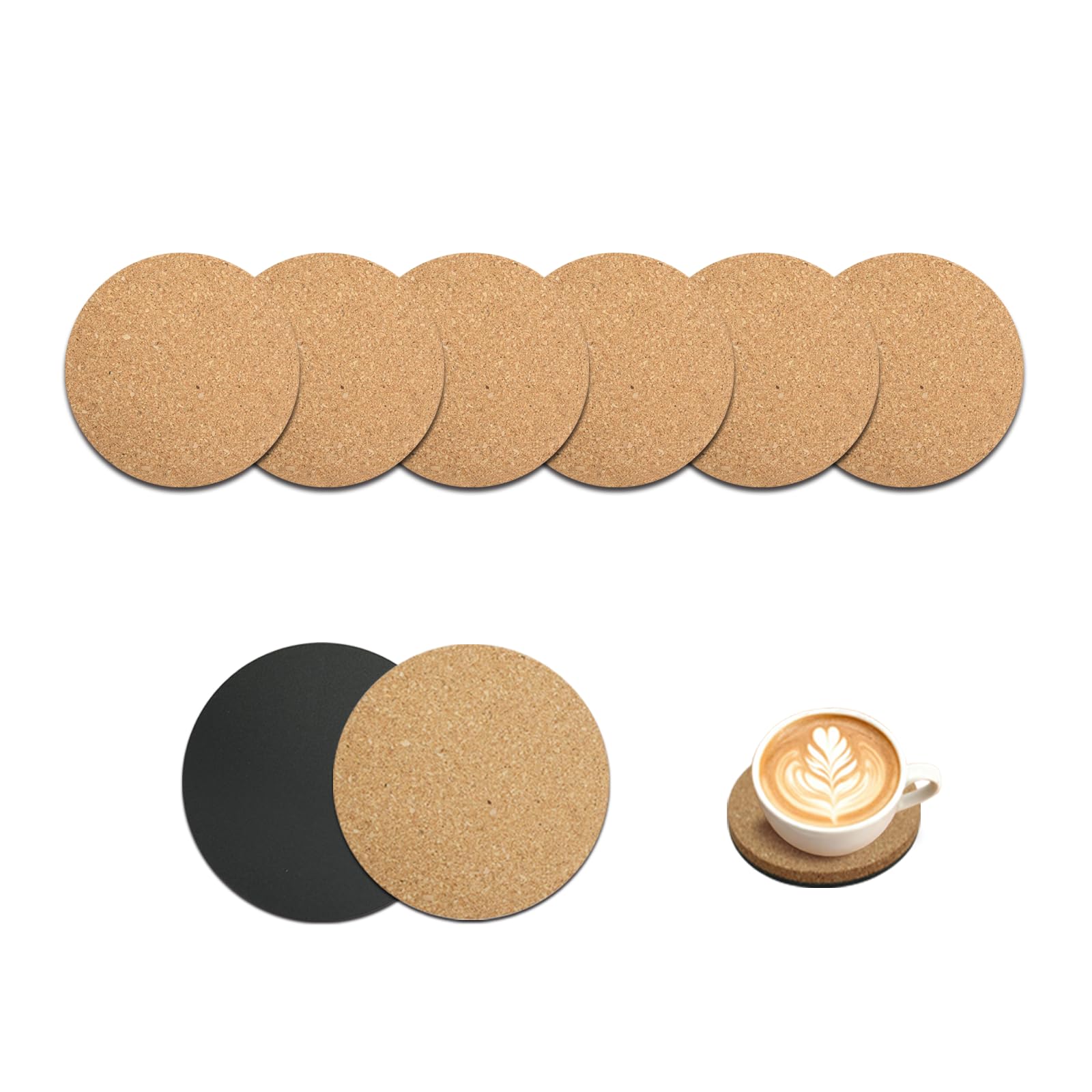 Bamworld Cork Plant Saucers 4 Inch - Set of 6 Absorbent Cork Coasters & Plant Drip Trays for Indoor Flower Pots, Planters & House Plants – Surface Protector for Table & Floor