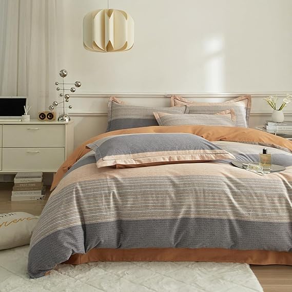 LifeTB Full Duvet Cover Set Geometric Stripes Duvet Cover 3