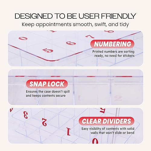 Miniatura 4 de Beauticom Caja organizadora de 11 puntas de arte de uñas vacías pequeñas de Estados Unidos, tamaño grande, color transparente, para puntas de uñas