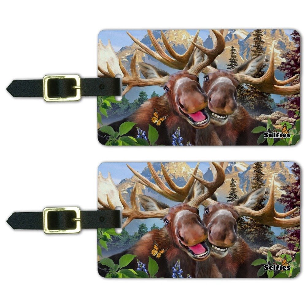 Amazon.co.jp: Moose セルフィー ラゲッジ IDタグ スーツケース 機内持ち込みカード - 2個セット : ファッション