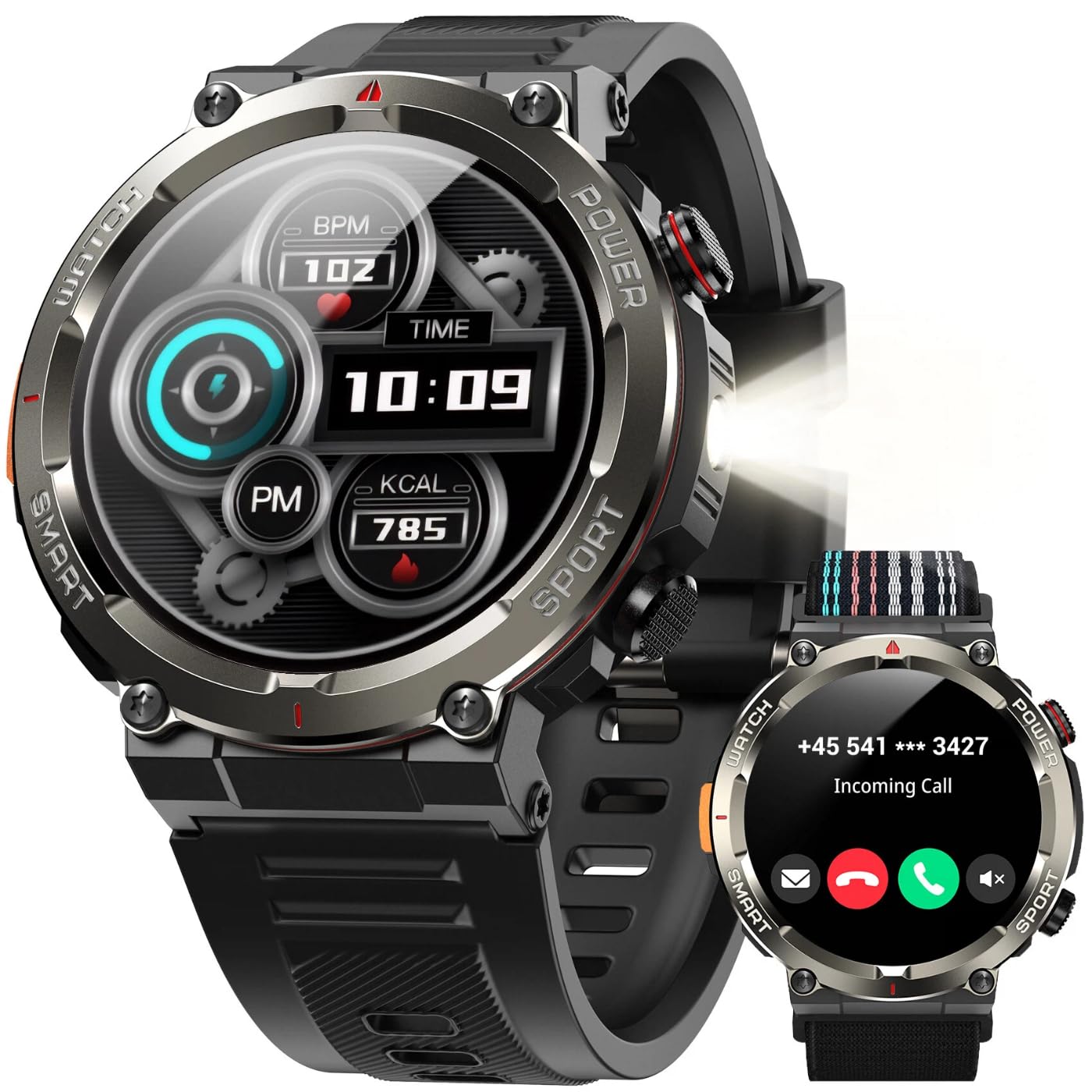 Smartwatch Herren, Bluetooth-Anruf, 120+ Sportmodi Sportuhr, 960mAh Akku 30 Tage, IP68 Wasserdicht, 1.45