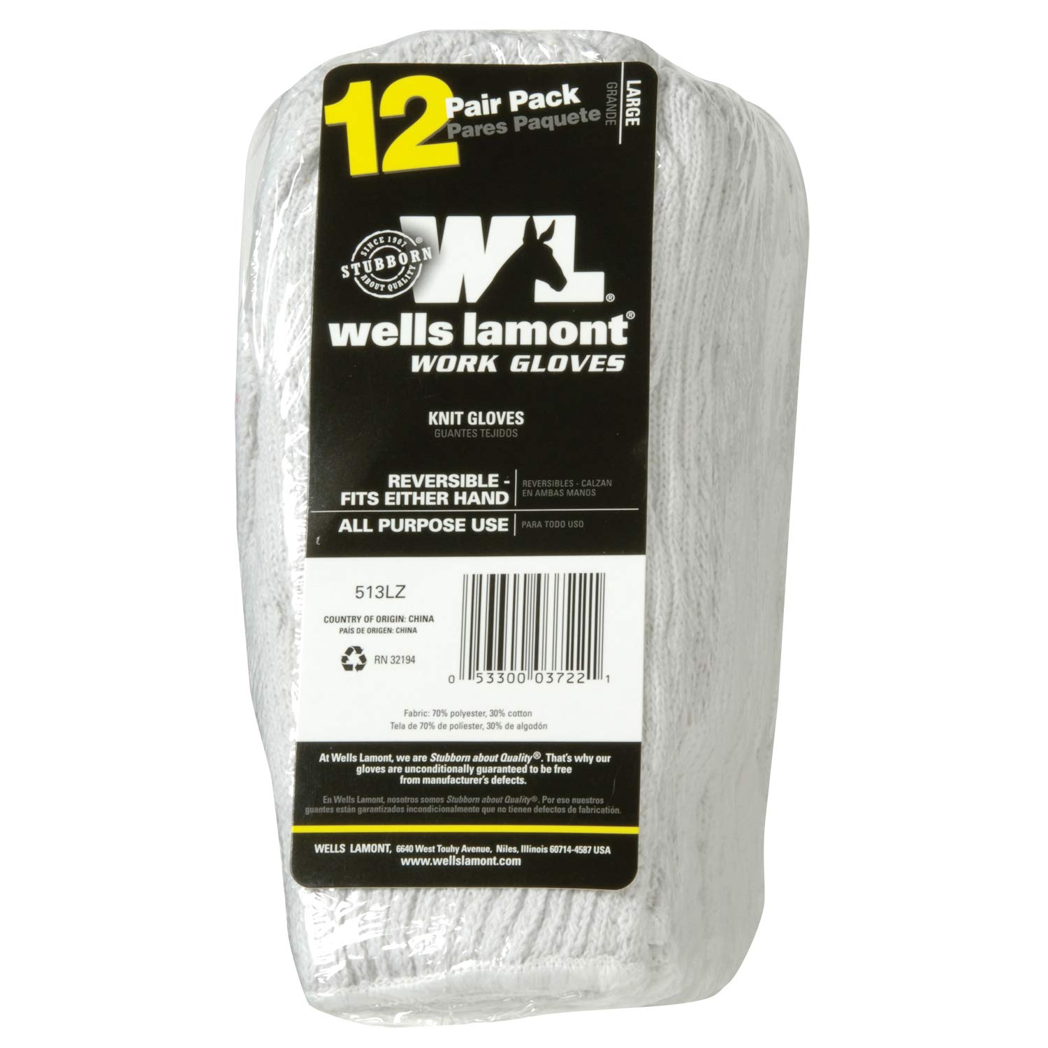 Wells Lamont Poly/Algodón Cuerda de punto guantes de trabajo