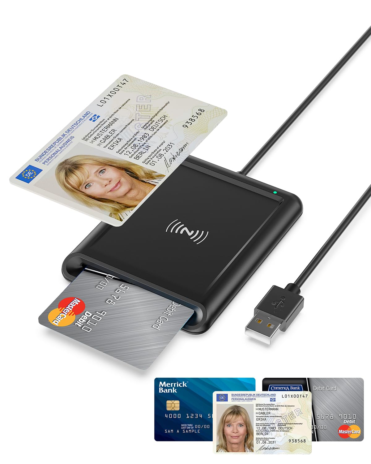 USB-A Lector Tarjetas Inteligentes DNI con NFC con Lector de Tarjetas DNI