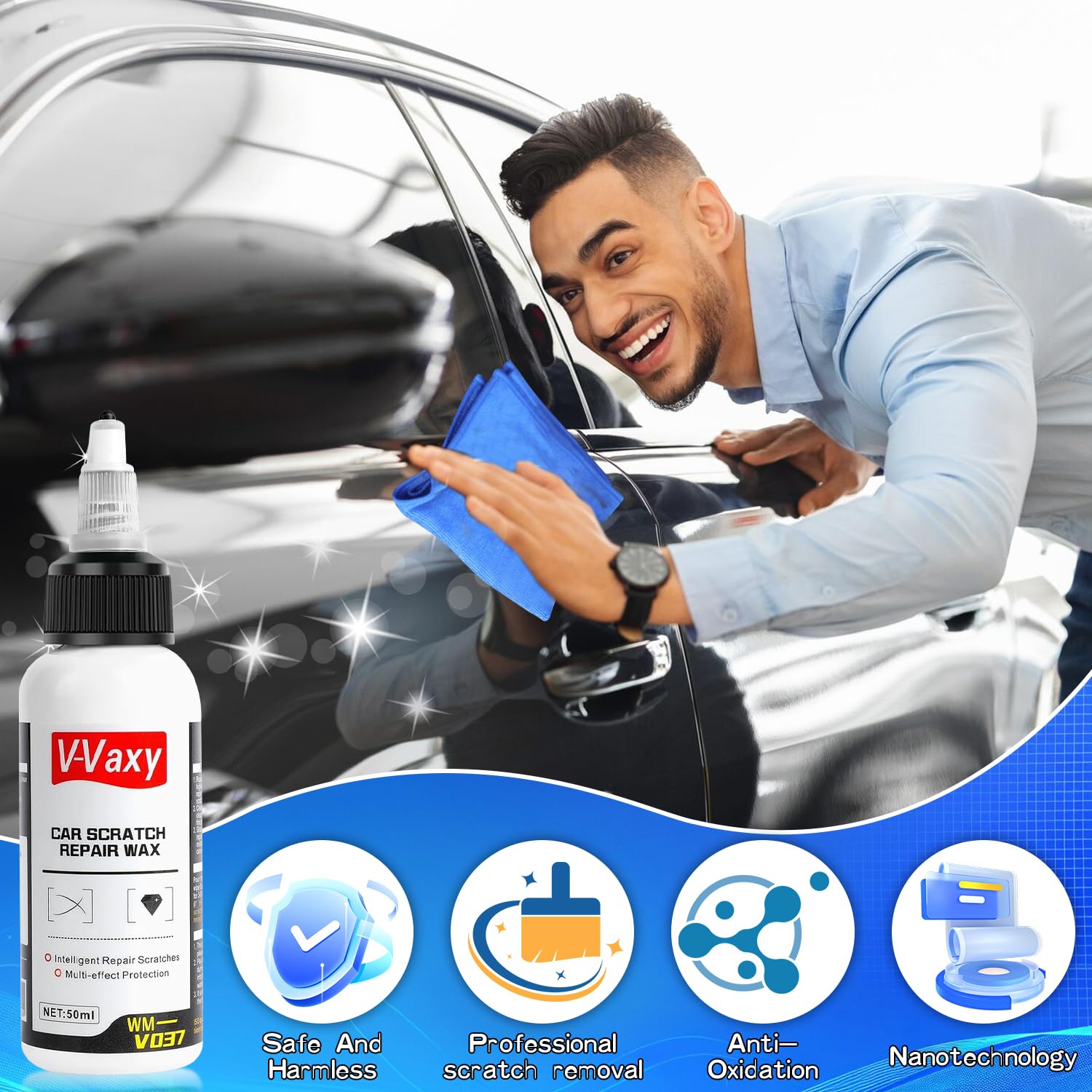 Cire Réparatrice Pour Rayures De Voiture V-Vaxy - Efface Les Rayures Légères Et Profondes, Pack De 2
