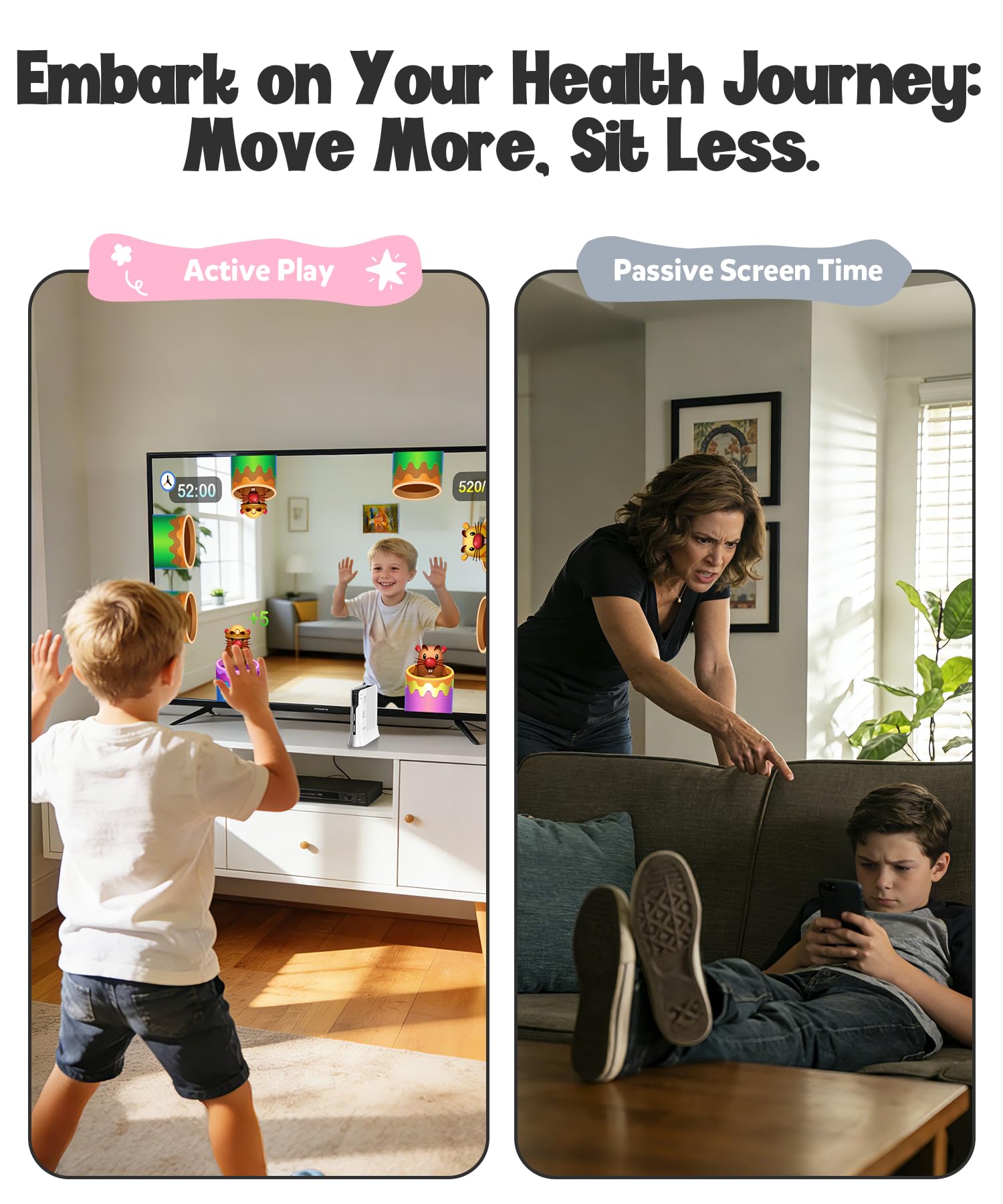 Console di Gioco con Rilevamento del Movimento per Bambini, Sistema di Gioco Plug & Play per TV, Ideale per Attività Fisica in Casa, Serate in Famiglia, Feste e Momenti di Gioco
