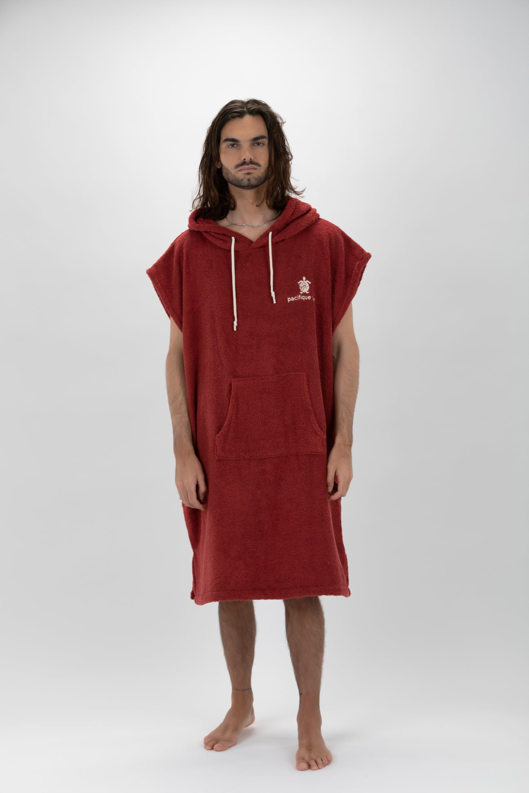 Surf Poncho Peignoir de bain polyvalent sans manches avec capuche et poche avant, en coton premium, idéal pour le surf, la natation, le camping et les sports de plein air Unisexe Taille
