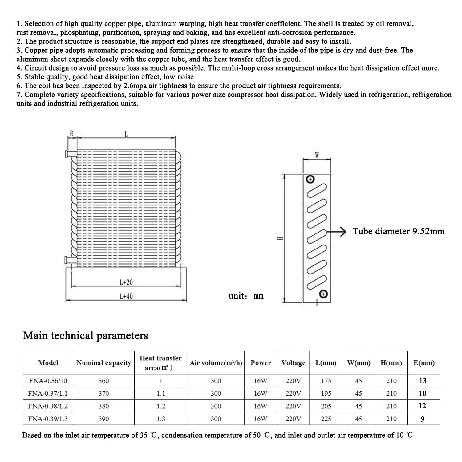 Skraplacz chłodniczy parownika klimatyzacji wymiennik wody parownika lodówki zamrażarki Radiator (Dł. 195 x Szer. 45 x Wys. 210mm)