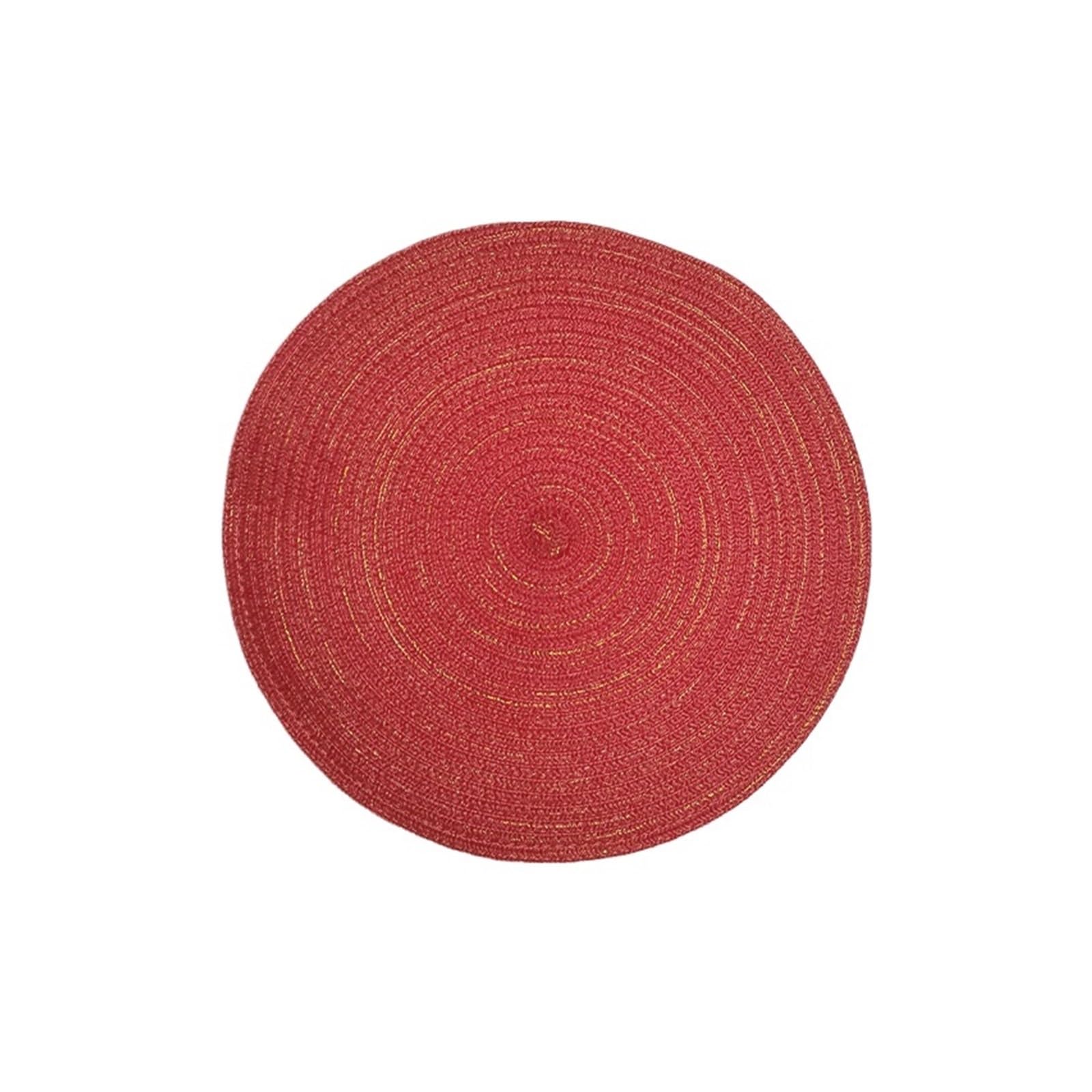 2Pcs 18CM Round Dinner Placemat Ramie Woven Cup Mat Heat Insulation Plate Coaster(A 2Pcs 18CM)