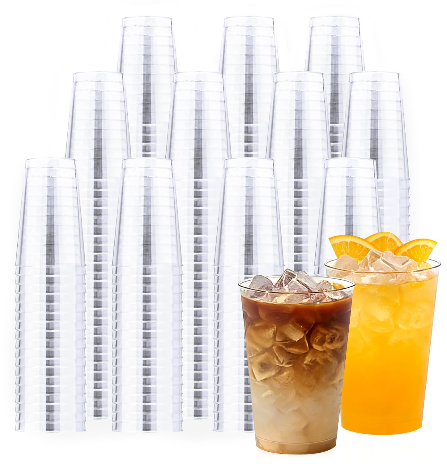 Photo 1 of BYSNOW 300 Pack 12 oz Clear Plastic Cups, Disposable Heavy Duty Hard Plastic Cups, Wine Drinking Cups, Cocktail Glasses, for Party, Wedding, Home, Dinner