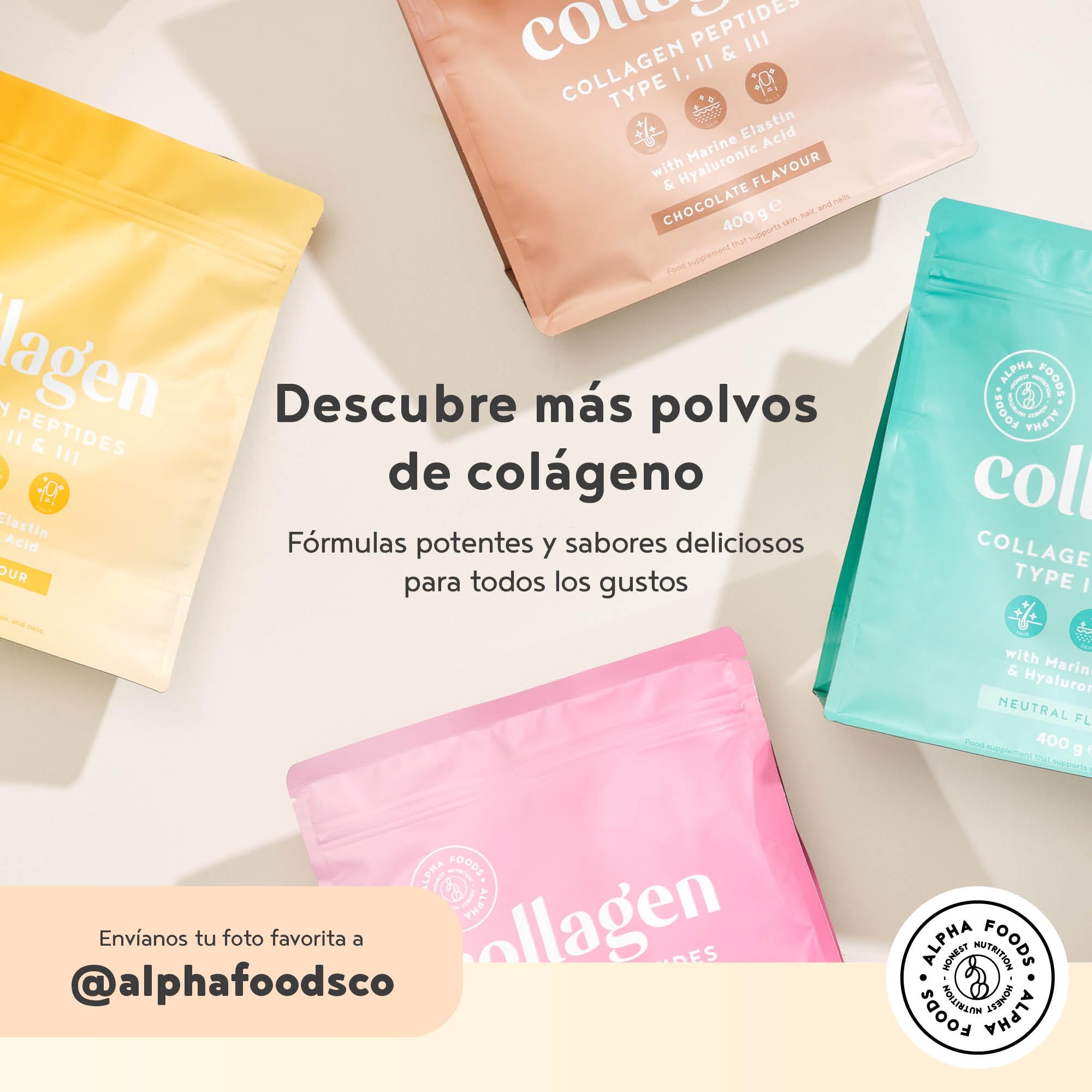Colágeno en Polvo + Acido Hialuronico + Vitamina C 400g | Péptidos de Colageno Hidrolizado con Vitaminas C, E y Cafeína de Guaraná | para la Piel | Collagen Peptides | Sabor Limón | Alpha Foods