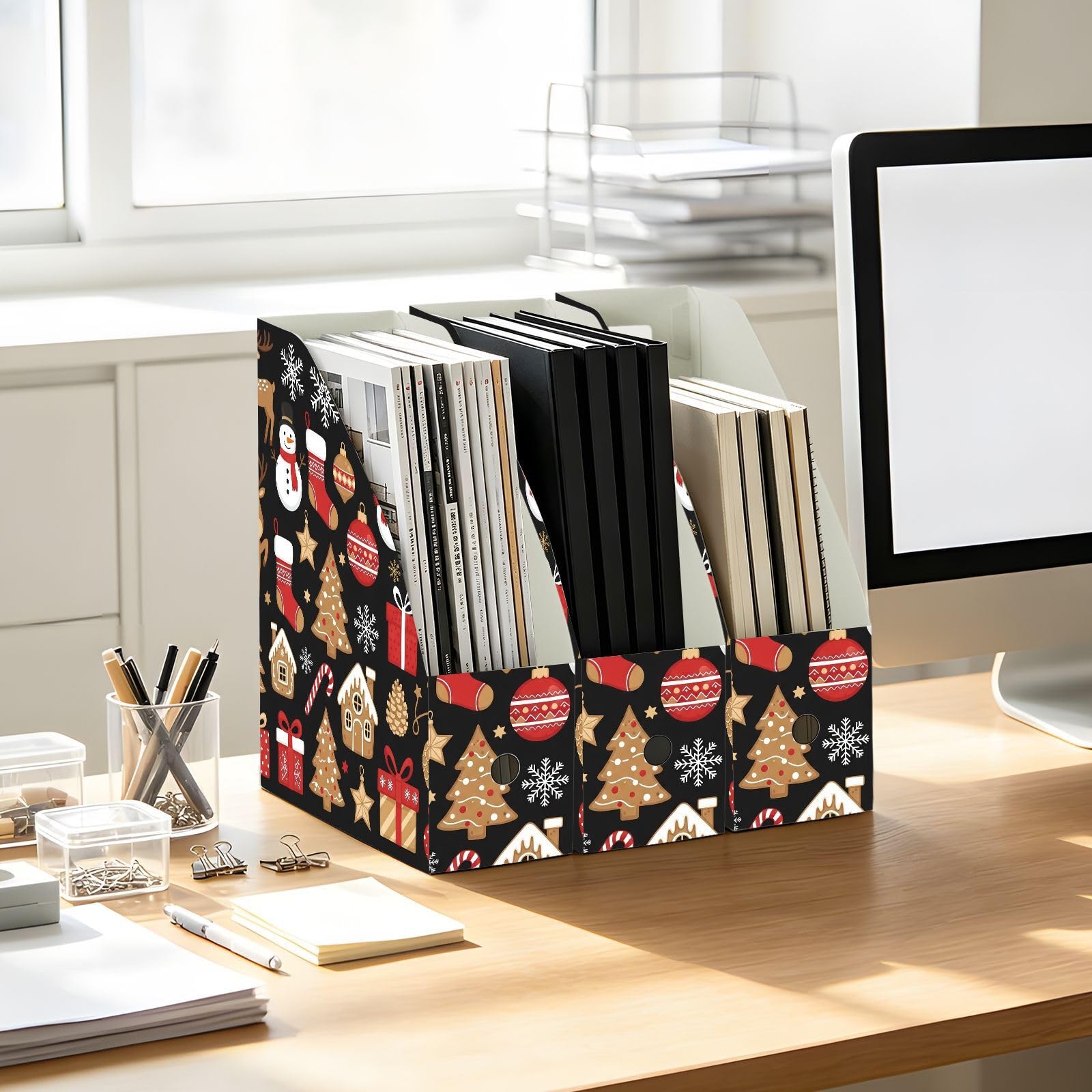 Cartone animato Natale nero File Organizer con archiviazione verticale