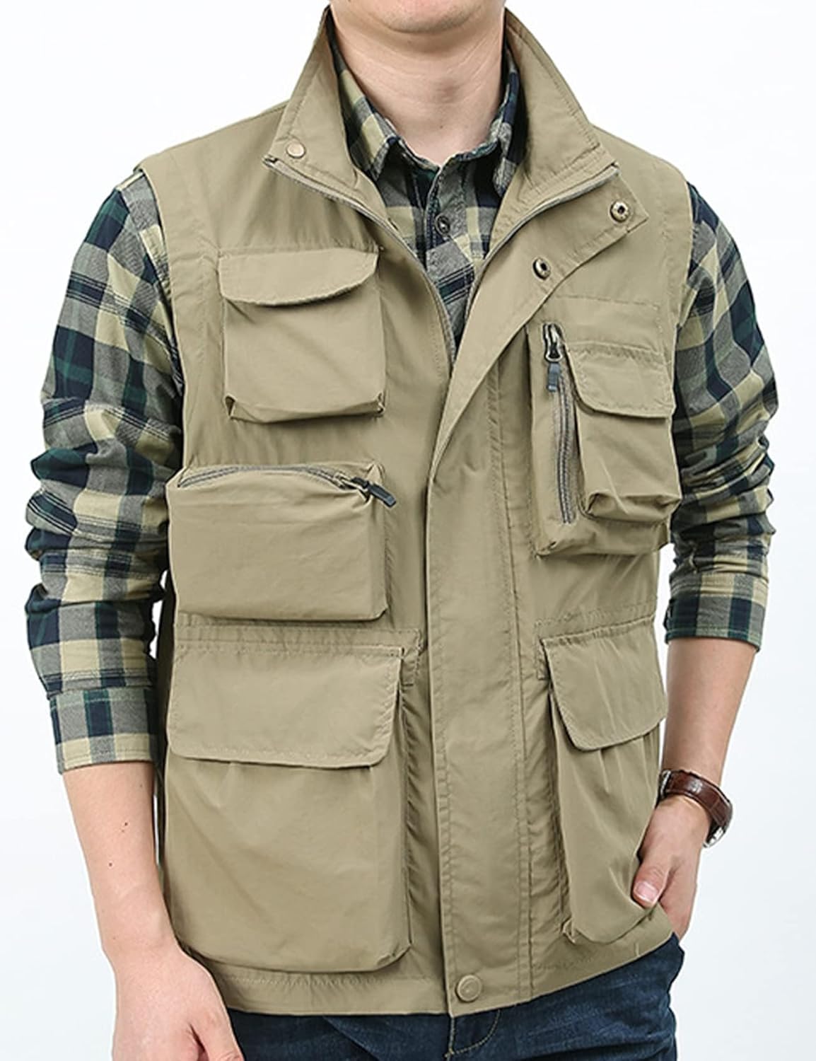 Yimoon Men’s Utility Fishing Vest Summer Lightweight Safari Travel Cargo Vest Outdoor Work Vests Multi Pockets - Image 3