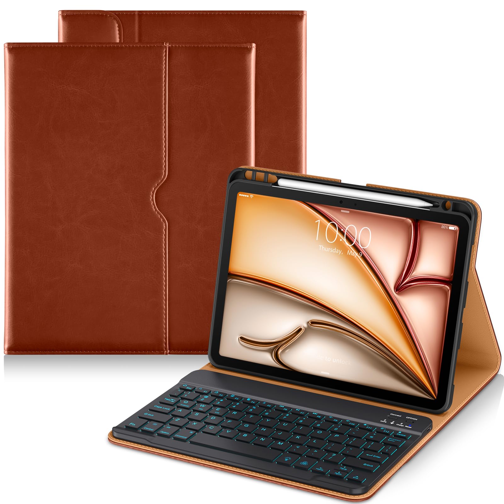 DTTO Keyboard Case for iPad Air 11 Inch M4/M3/M2 (2026/2025/2024), Brown