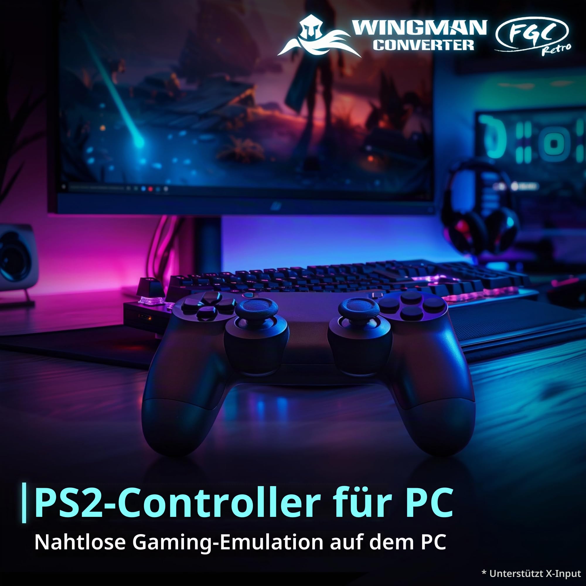 Brook FGC Retro - PS1 & PS2 Controller für PS5, PS4, PC - Turbo, Remap, Makro - X-Eingang - Kompatibel mit Tanzmatte, Arcade Sticks, Rhythmus Game Controllern