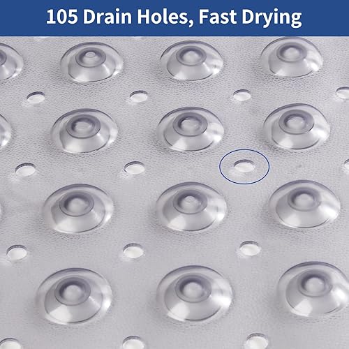 Miniatura 4 de Tapete de baño antideslizante, de secado rápido, con fuertes ventosas y agujeros de drenaje, tapete de baño de PVC suave para superficies lisas,