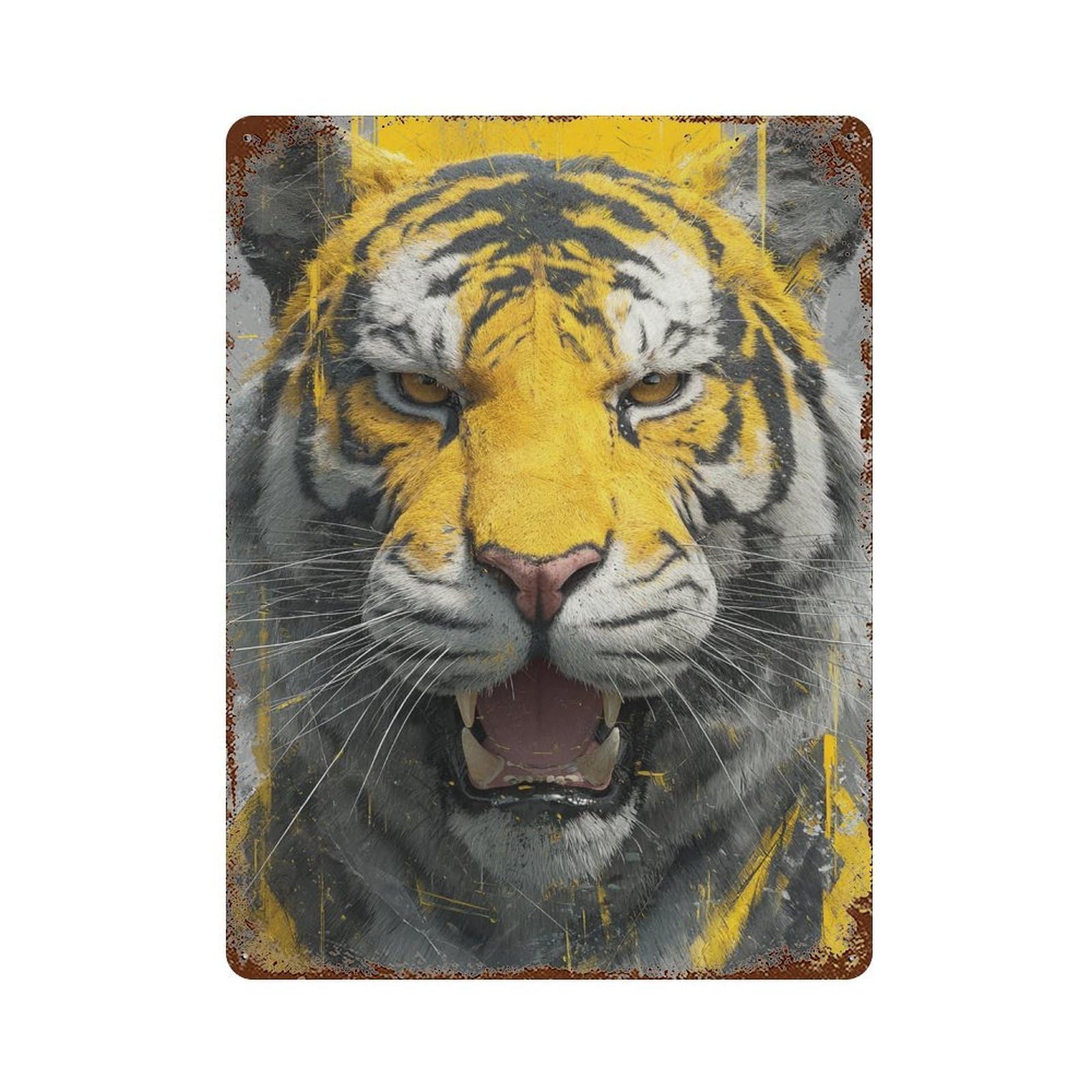 Tiger Roar Art Print Retro Metal Sign 15.7"x11.8", Decorative Metal Wall Art for Garage, Bar And Workshop Decor