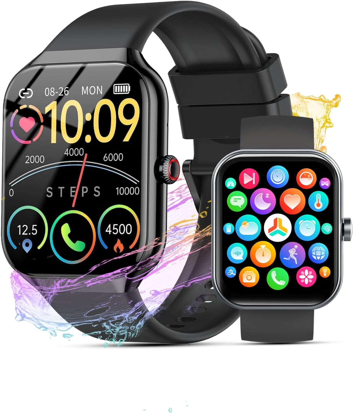 Smart Watch for Men Women(Answer/Make Calls), 2026 New 1.96″ HD Smartwatch, Fitness Tracker with 110+ Sport Modes, IP68 Waterproof Pedometer, Heart Rate/Sleep/Step Monitor for Android iOS, Black