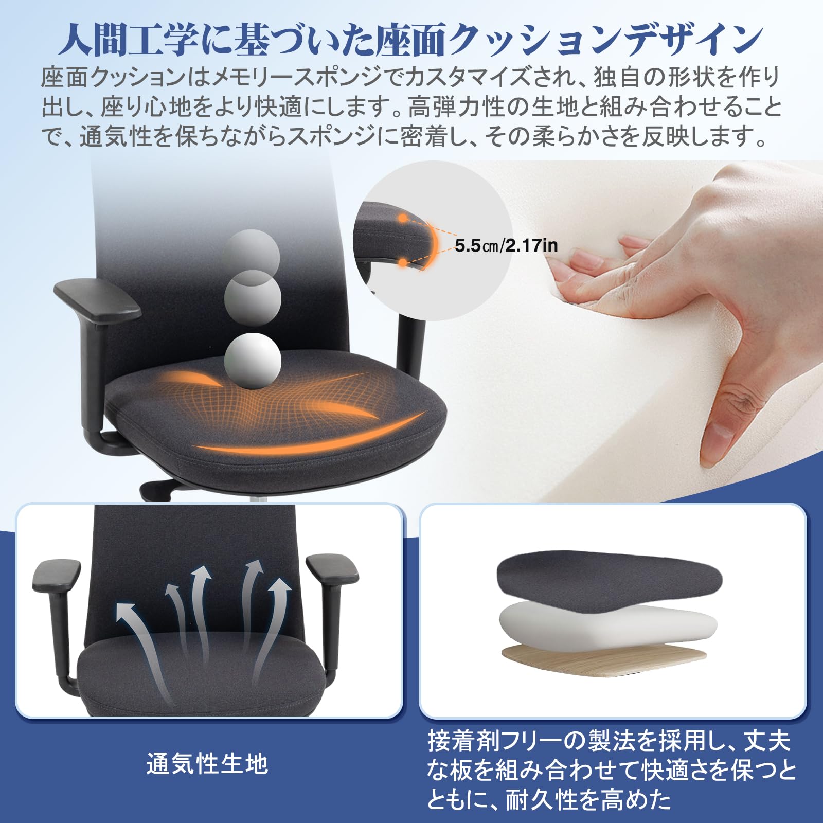 Amazon.co.jp: 【BIFMA認定】オフィスチェア 肘掛け デスクチェア 疲れ