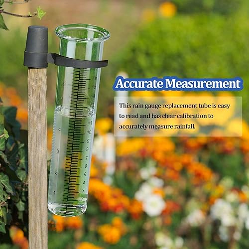 Miniatura 3 de Medidor de lluvia de 7 pulgadas de capacidad con soporte de estante de montaje de acero inoxidable, medidor de lluvia de montaje en poste para