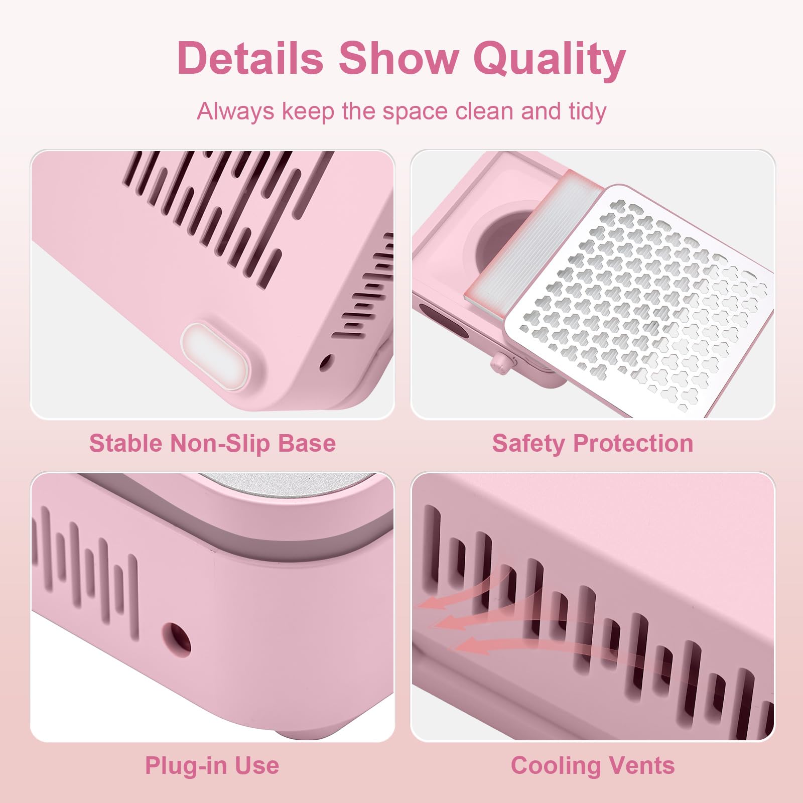 Collecteur de poussière d'ongles avec 10 réglages de vitesse, aspiration puissante pour les débutants, collecteur de poussière pour ongles acrylique, manucure, salon de manucure à domicile