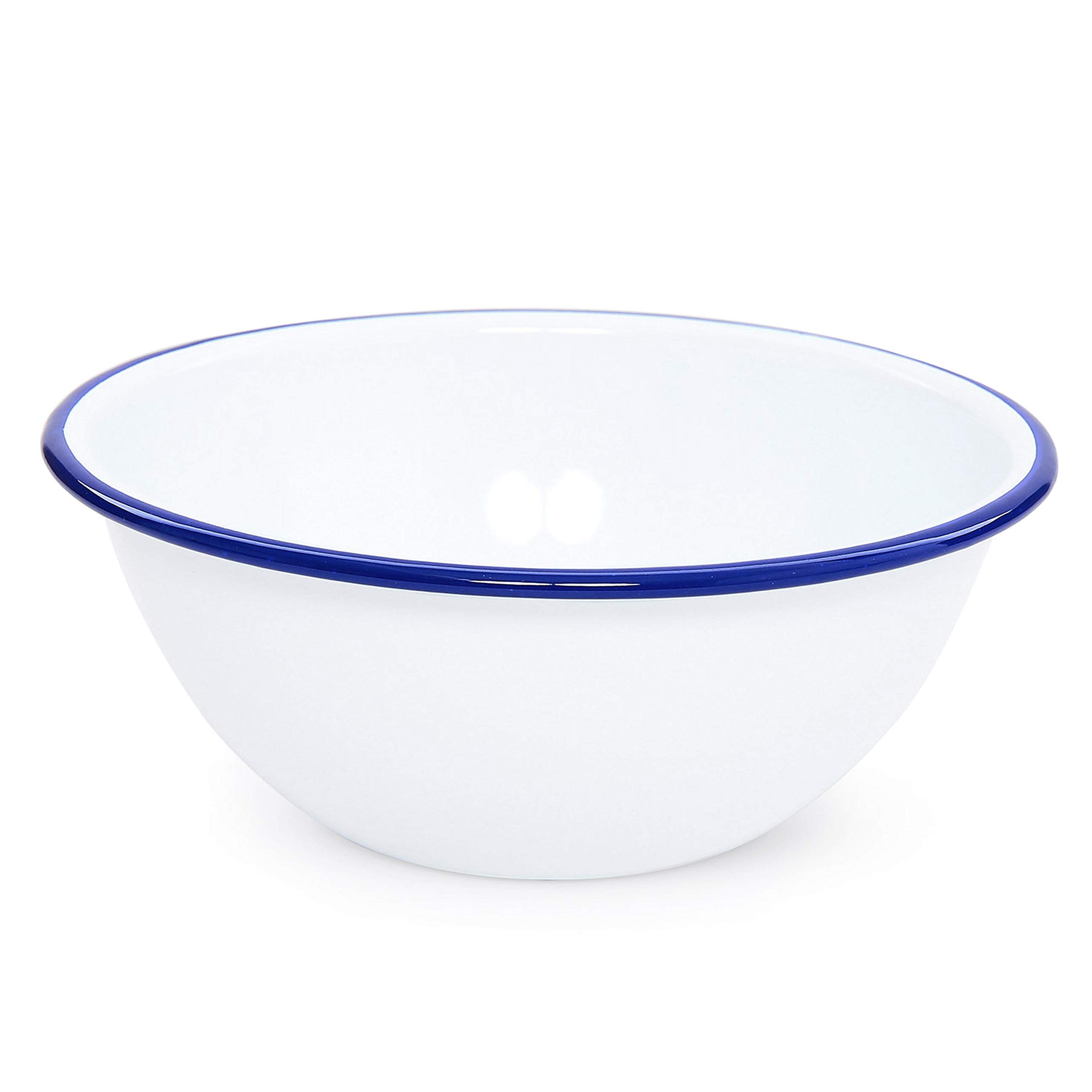 Home Enamelware Serving Bowl, 1.5 Quart, Vintage White/Blue