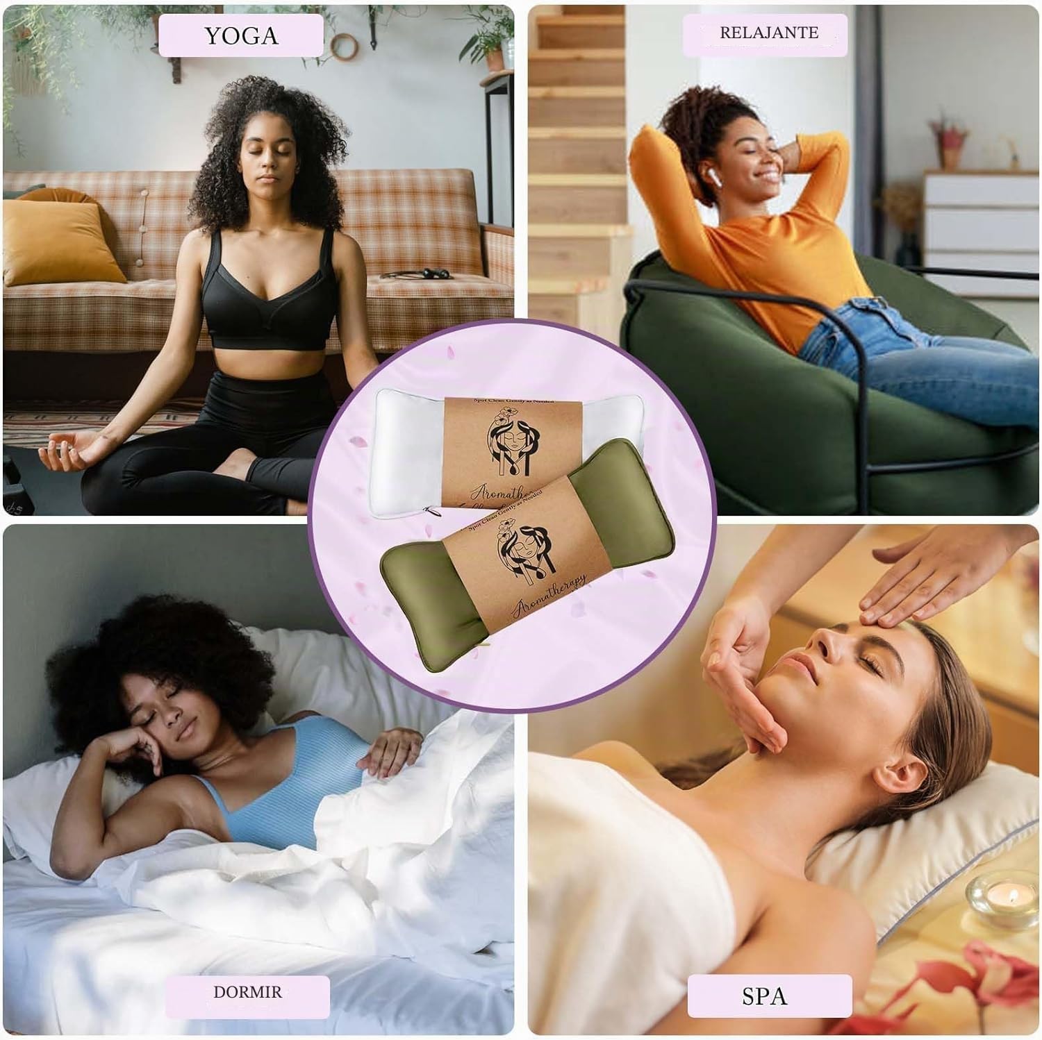 Hihealer Almohada de seda para ojos de lavanda para relajarse, máscara de ojos pesada para yoga, spa, meditación, compresas húmedas de calor y frío, regalos de relajación para mujeres/hombres