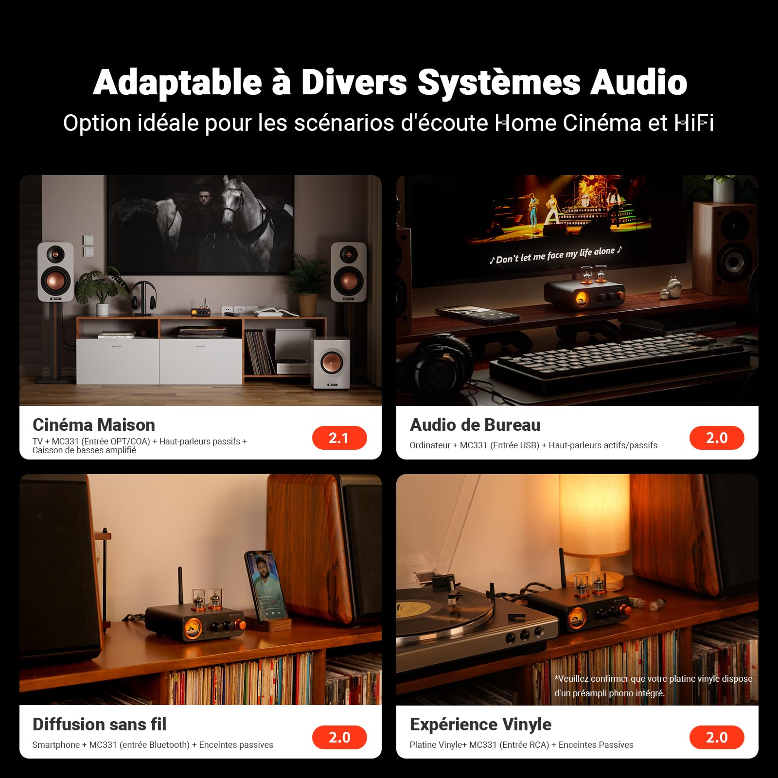 Fosi Audio MC331 Amplificateur à Tube HiFi avec DAC, Préamplificateur VU-Mètre Vintage avec Bluetooth et USB/OPT/COAX/RCA, Amplificateur Audio Stéréo 2 Canaux pour Haut-Parleurs d'étagère, Home Cinéma