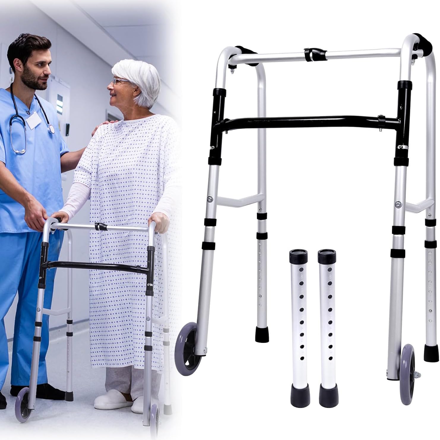 Déambulateur portable à hauteur réglable pour retrouver le plaisir des balades en famille