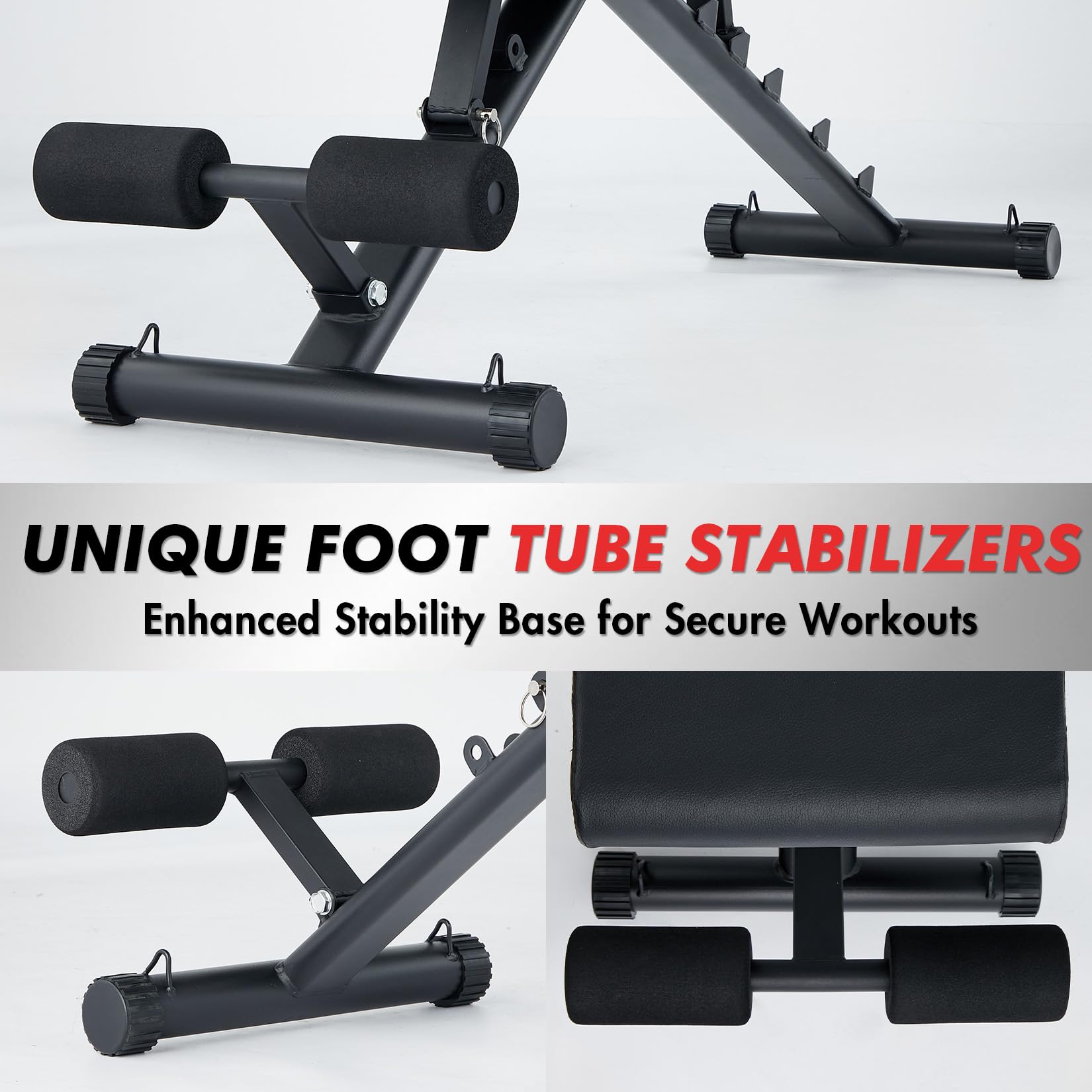 Garvee Banco de musculación ajustable plegable de 8 posiciones – Soporte para piernas y atril bíceps – Alimentación 200 kg – Entrenamiento completo en casa – Ahorro de espacio – Color negro