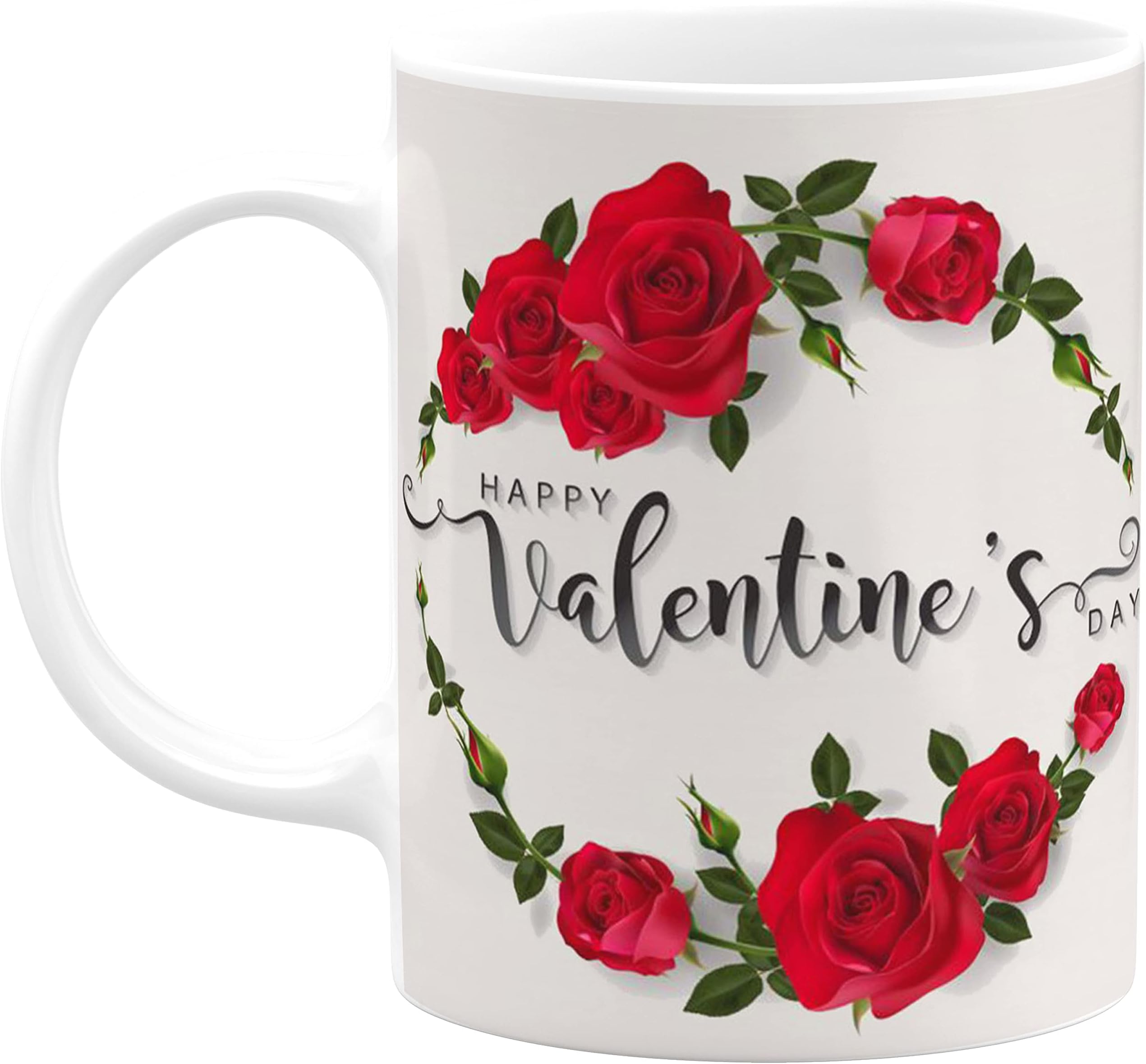 Happy Valentines Day Gifts for Girlfriend Boyfriend Husband Wife Couple Lover Printed White Ceramic Coffee Mug 350 ml Pack of 1 [BB] Valentine Mug Valentine Day Mug