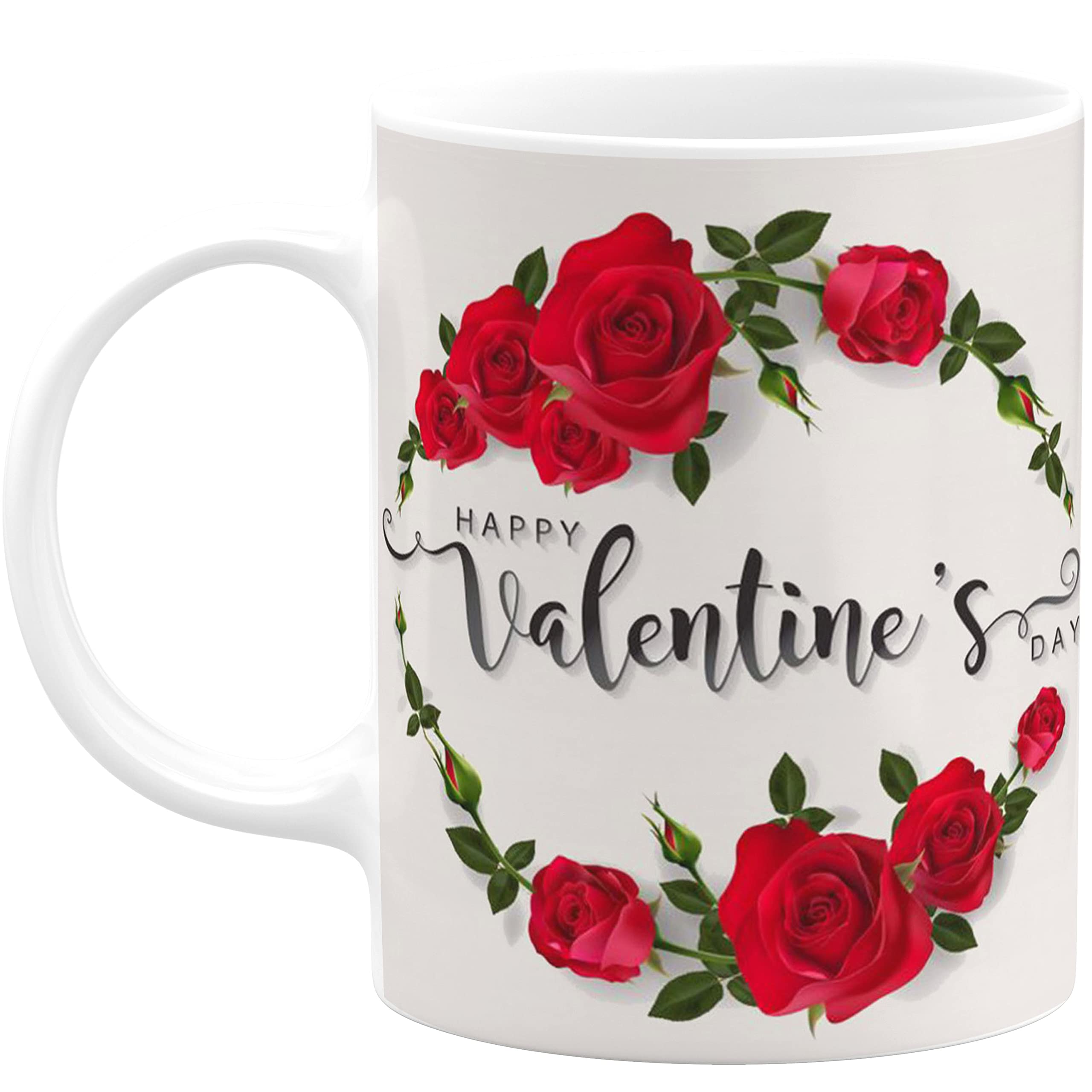 Happy Valentines Day Gifts for Girlfriend Boyfriend Husband Wife Couple Lover Printed White Ceramic Coffee Mug 350 ml Pack of 1 [BB] Valentine Mug Valentine Day Mug