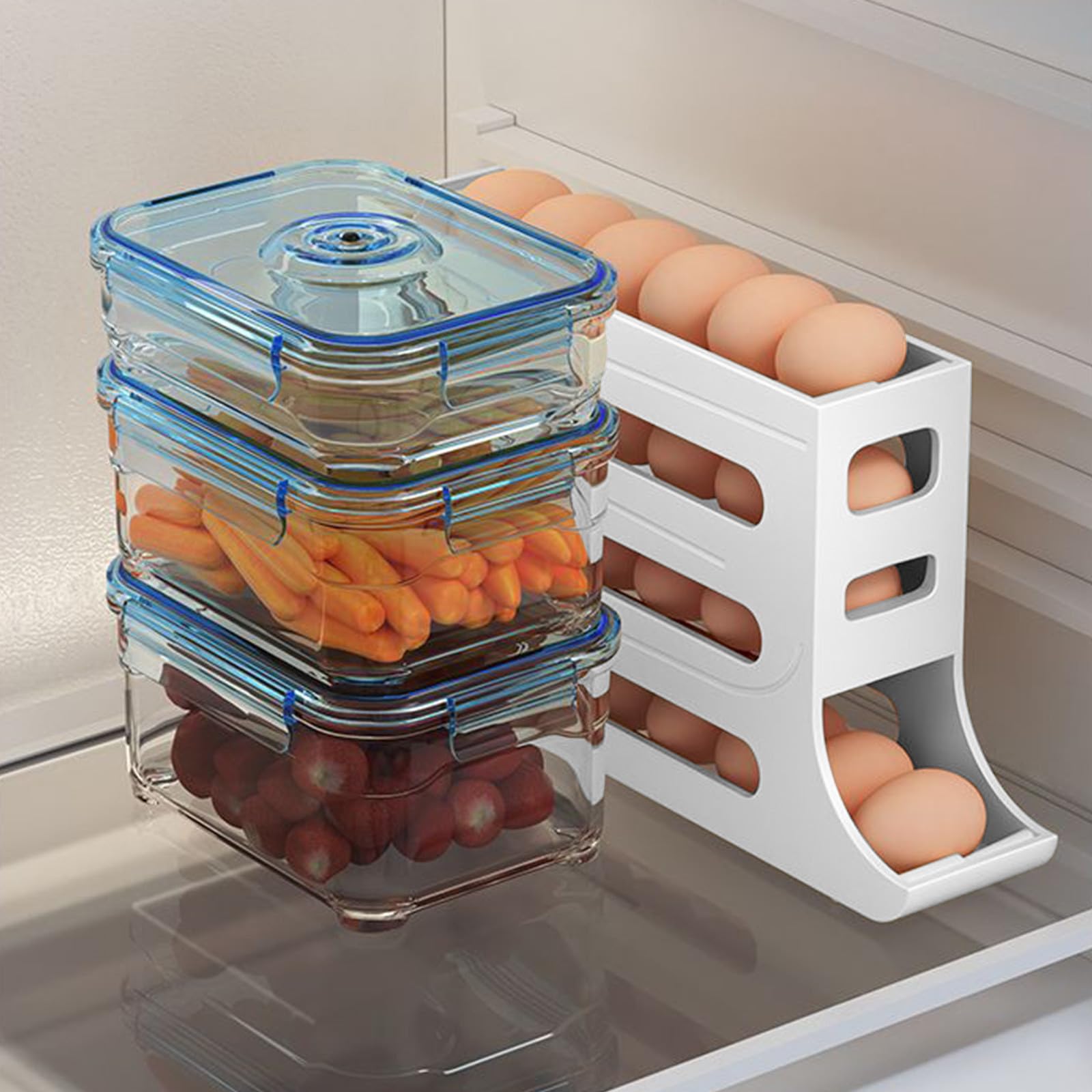 Práctica caja de almacenamiento de huevos familiar, venta al por mayor, estante