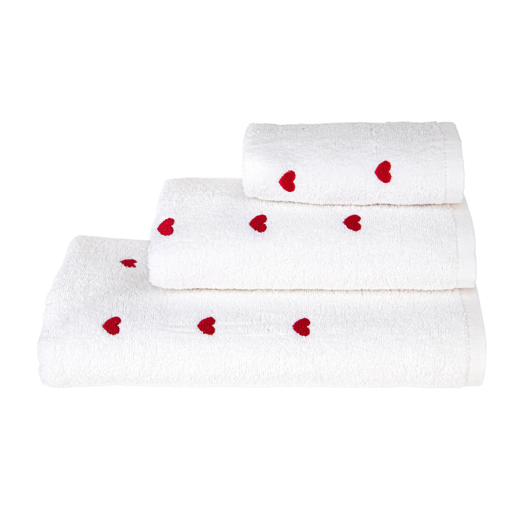 Toallas de baño de algodón premium con delicados corazones bordados en relieve