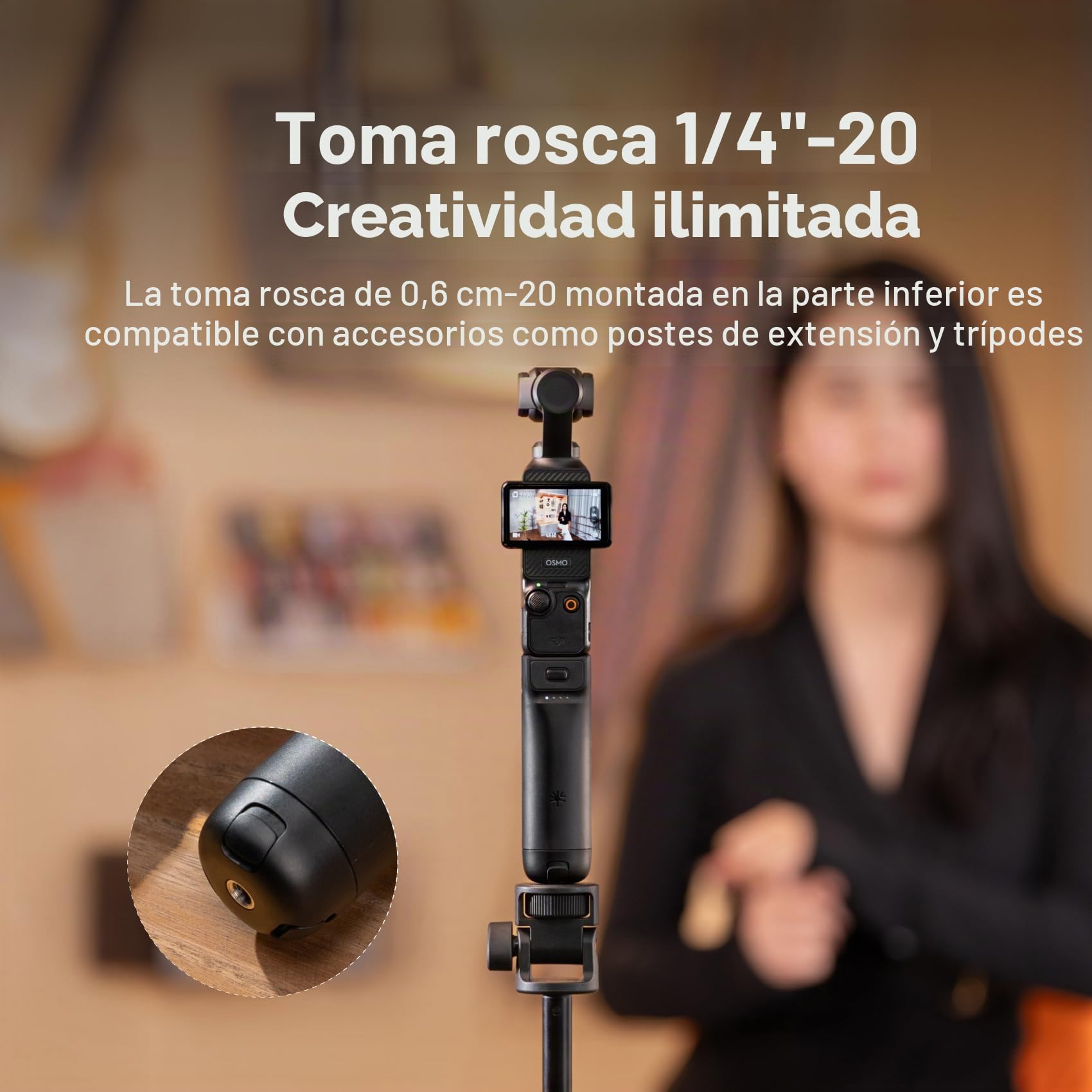 PGYTECH Empuñadura con Batería para dji Osmo Pocket 4/3, 4800mAh Power Bank con Mini Trípode Integrado, Accesorio de Carga Tipo C con Rosca 1/4"