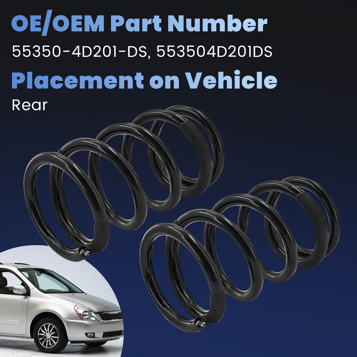 2PCS 55350-4D201-DS Rear Coil Spring Suspension Compatible with Kia Sedona 2006-2012 2014 553504D201DS