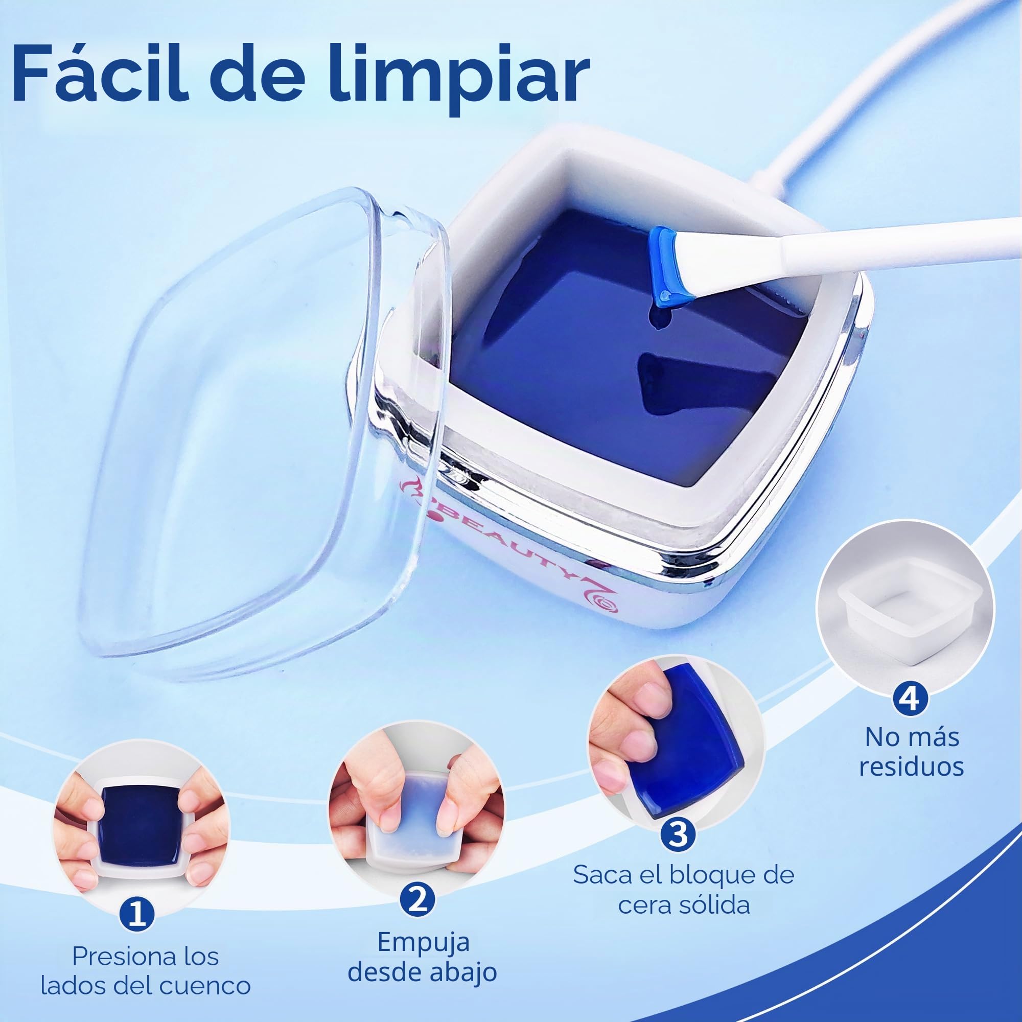 Mini Kit de Depilación Profesional para Hombres y Mujeres, para Cara, Orejas y Nariz, 100g de Cera para Vello, 10 Aplicadores 10 Moldes para Bigote, Depilación Segura, Rápida y Sin Dolor