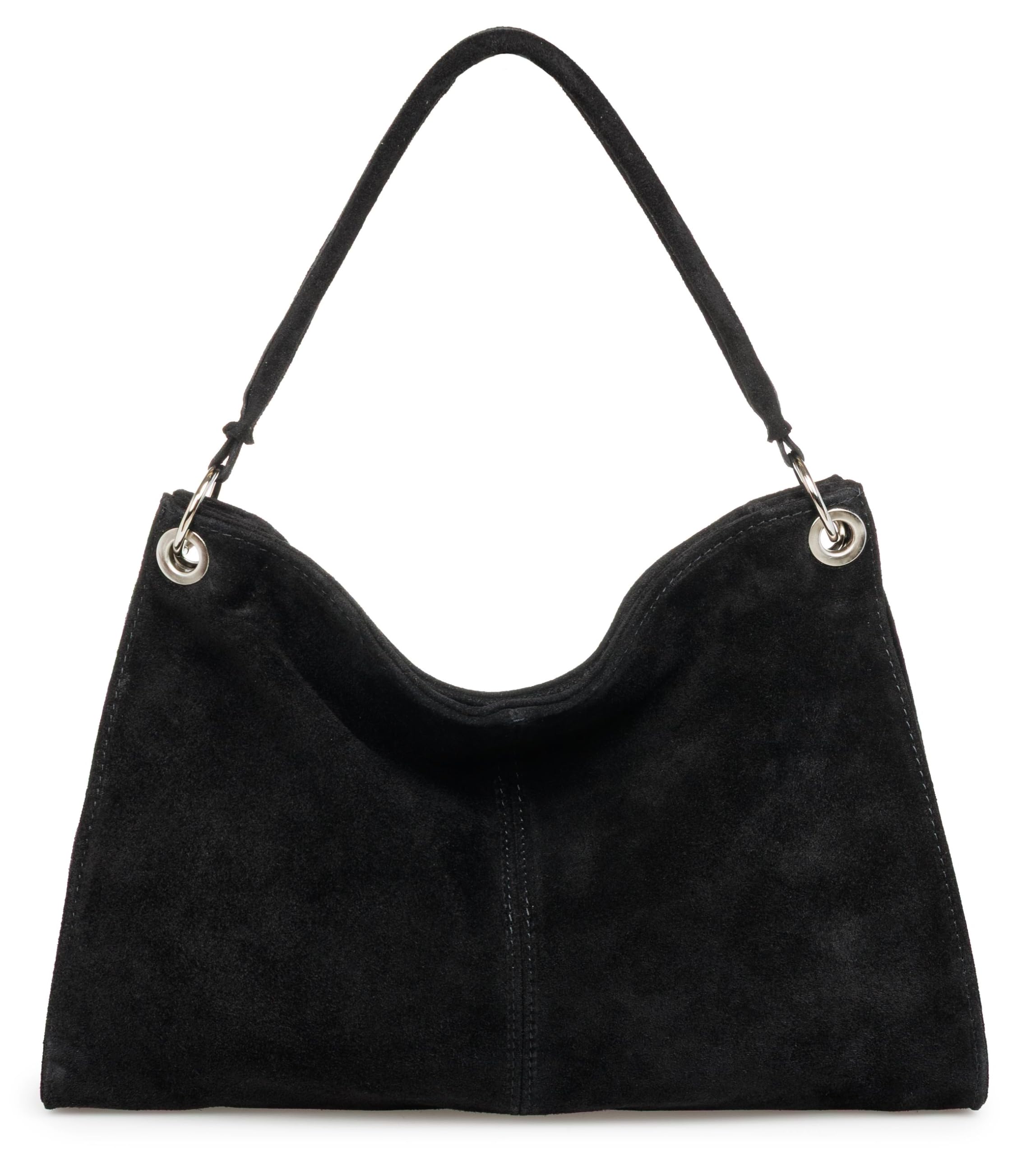 Caspar Elegante Wildleder Handtasche Damen Leder Schultertasche Crossbody Bag Umhängetasche aus hochwertigem Veloursleder - PREMIUM LINE - Modell No.838 - Made in Italy