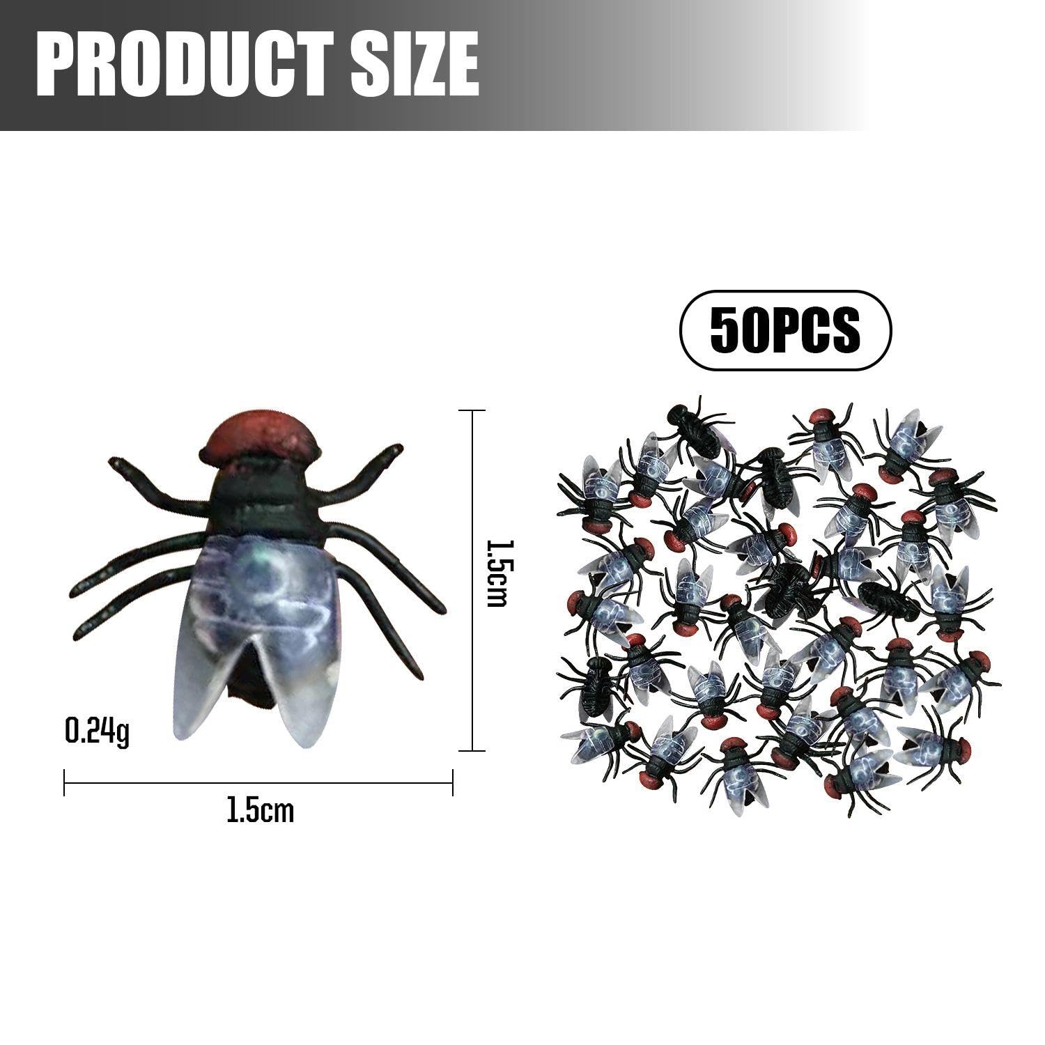 TVSVKWE 50 Pieces Of Simulated Fly, Small Plastic Toys, Creative Spoof Horror Props, Convenient Mini Models, Party Decorations - Image 2