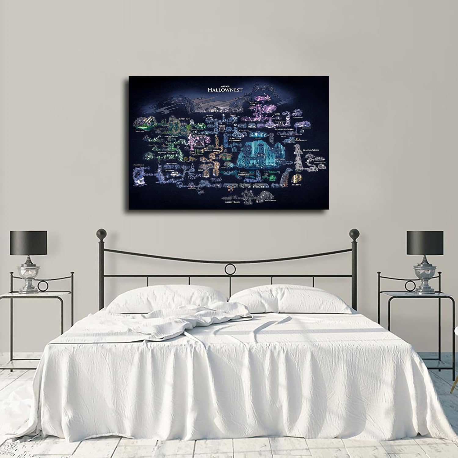 Hollow Knight Map Poster Picture HD Wall Art Canvas Printing Bedroom Living Room Office Decoration Aesthetic Artwork (Unframed,24×32inch)