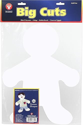 Hygloss White People Shapes - Paquete de 25 formas de papel de 6 pulgadas de alto, para tablones de anuncios, proyectos de arte, aula y decoración