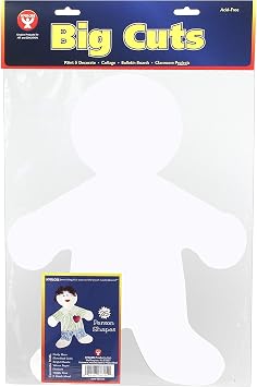 Hygloss White People Shapes Cut-Outs Pack of 25 Paper Shapes 6-Inch Tall Person for Bulletin Boards, Art Projects, Classroom and Decorating