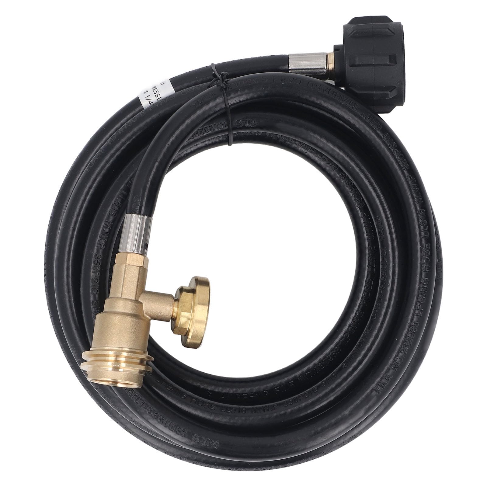 Manguera de extensión de Gas de 12 pies con manómetro y Detector de Fugas Compatible con Conexiones QCC 1 Tipo 1 Hembra y Pol Macho para Parrilla y Calentador de Barbacoa