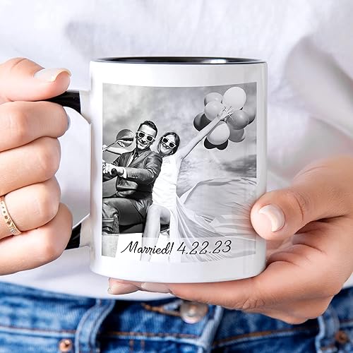 Miniatura 2 de Let's Make Memories Taza de fotos personalizada con mensaje  11 oz  Mango rojo  Para esposonovio  Para esposanovia