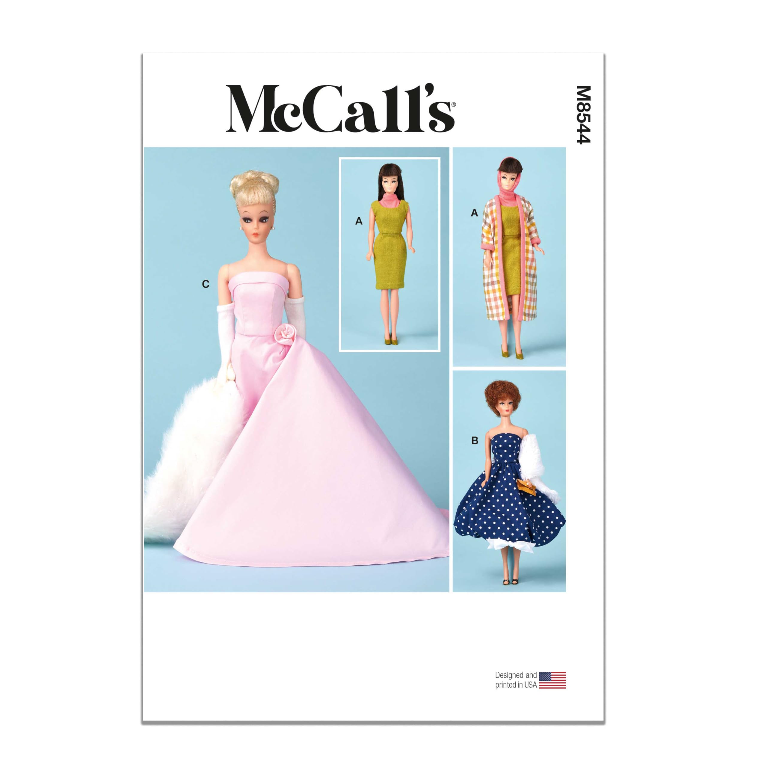 MCCALLS Sewing Patten M8544OS 11 1/2" Fashion Doll Clothes OS (ONE Size)