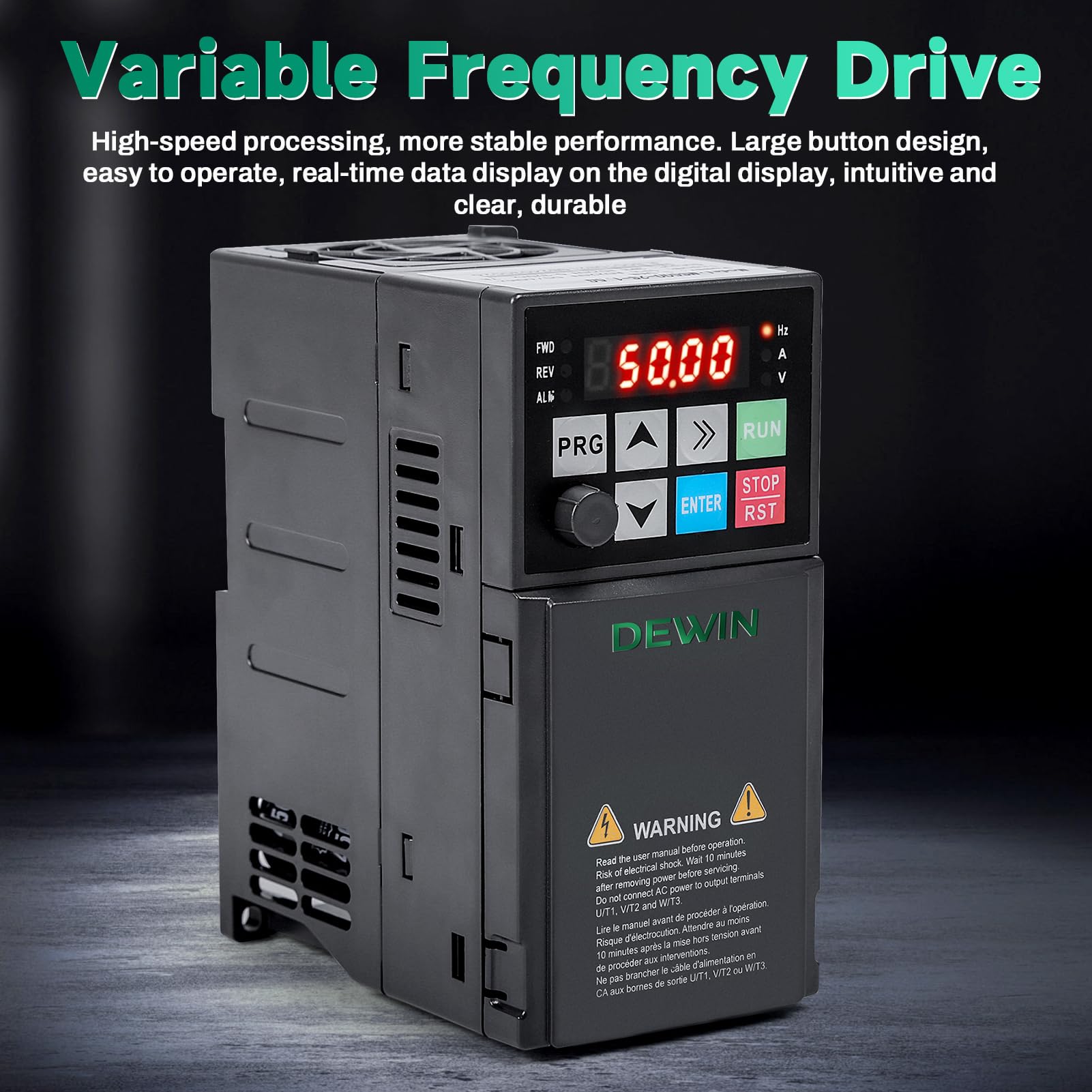 DEWIN Inverter Monofase per Motore Trifase, 2.2KW 220V Ingresso Monofase Uscita Trifase,Inverter per Motori Trifase Azionamento a Frequenza Variabile (Con Manuale in Italiano)