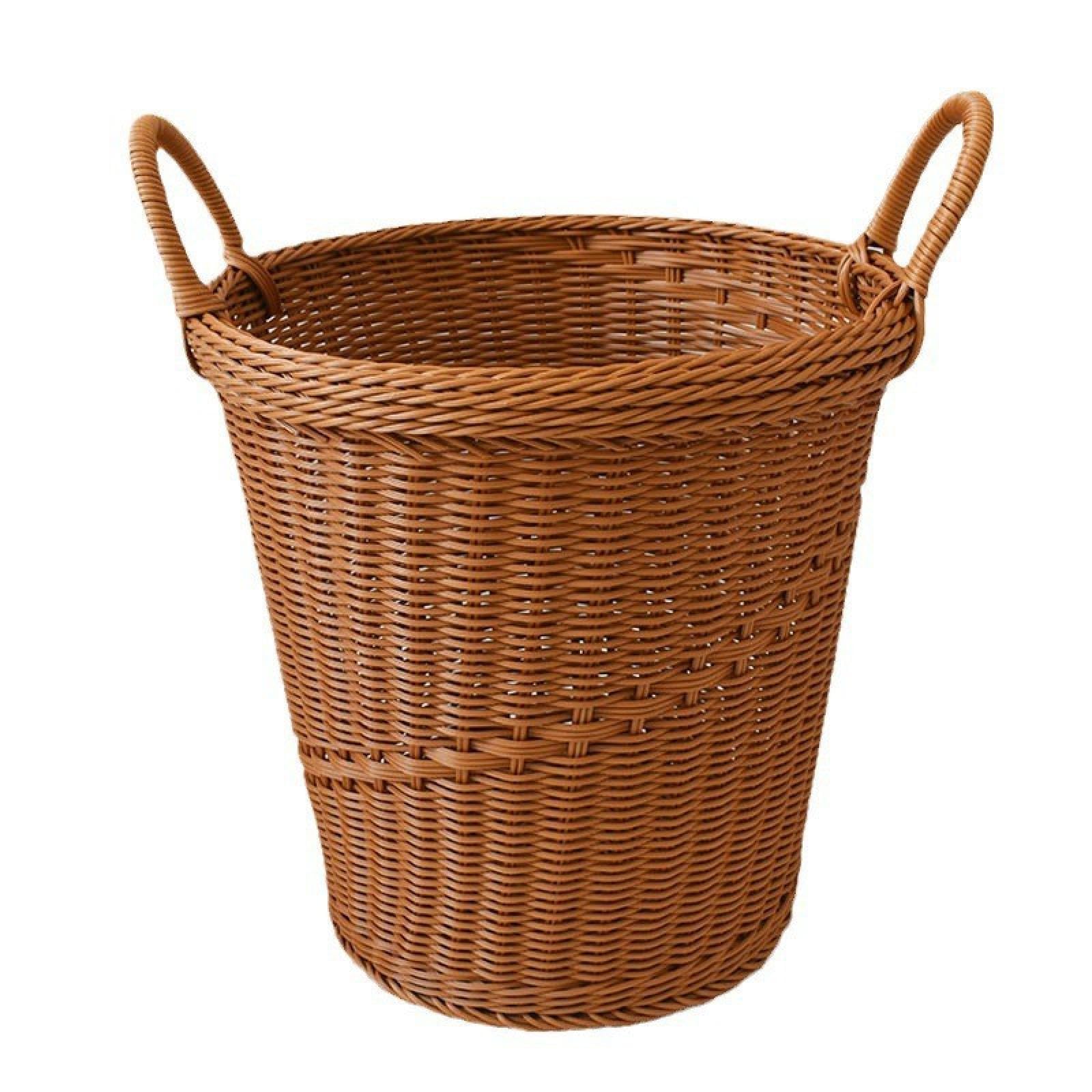 Panier de rangement en rotin tressé avec double poignée pour linge sale et maison