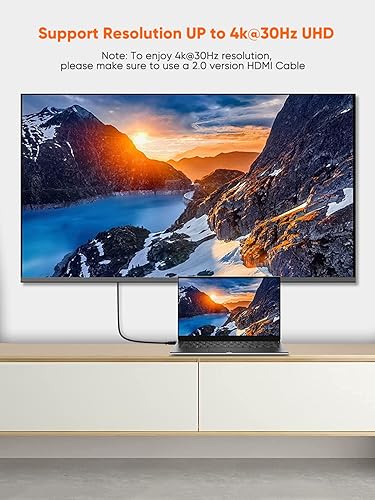 Miniatura 5 de CableCreation Cable DisplayPort a HDMI activo 4K de 6 pies, DP a HDMI DP 1.2 4K x 2K y cable de monitor de audiovideo 3D, compatible con múltiples