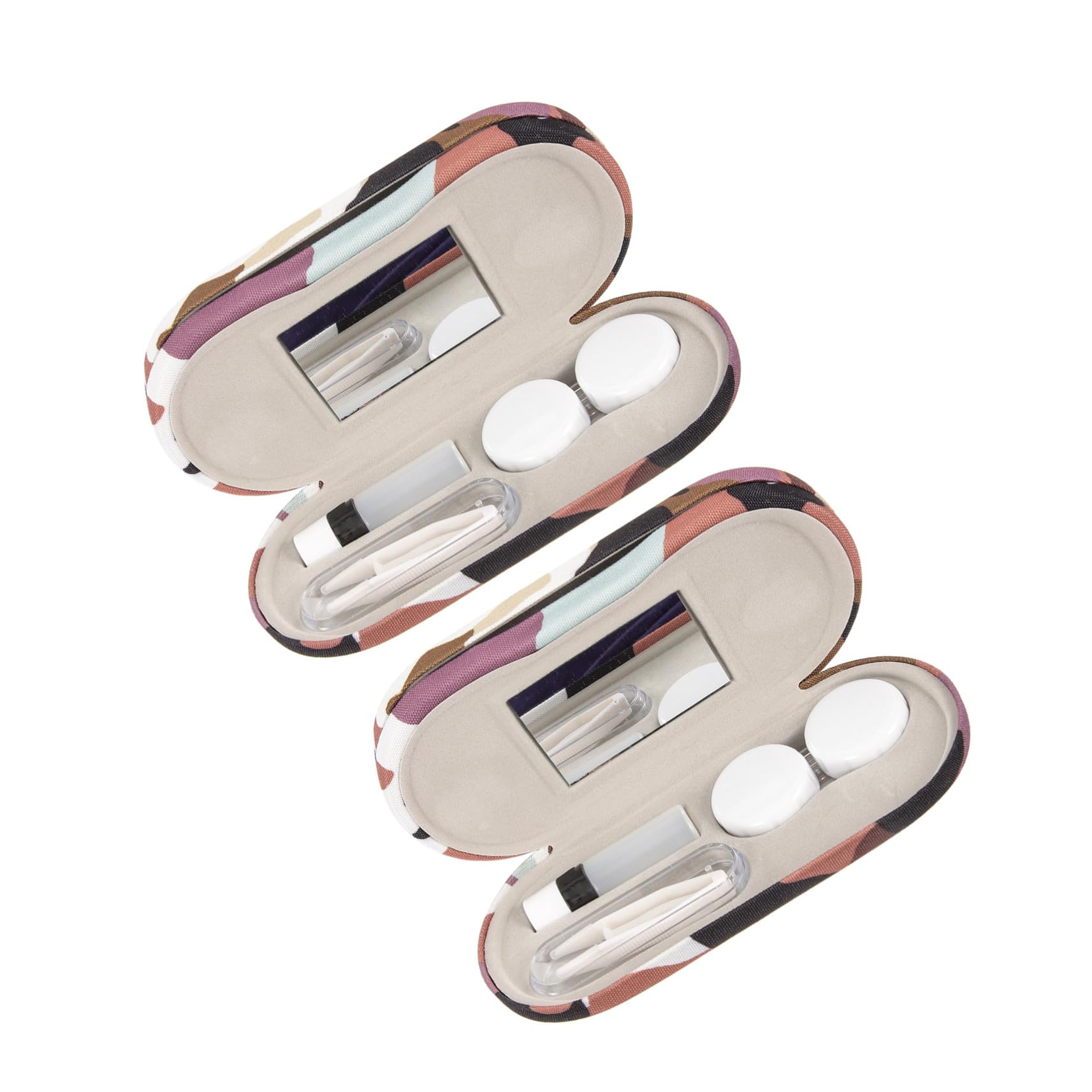 2 Ensembles Étui Lunettes Dur Rigide Double Face Camouflage Portable avec Miroir Intégré Boîte de Rangement Compacte pour Lunettes Protection Robuste pour Voyage Homme Femme